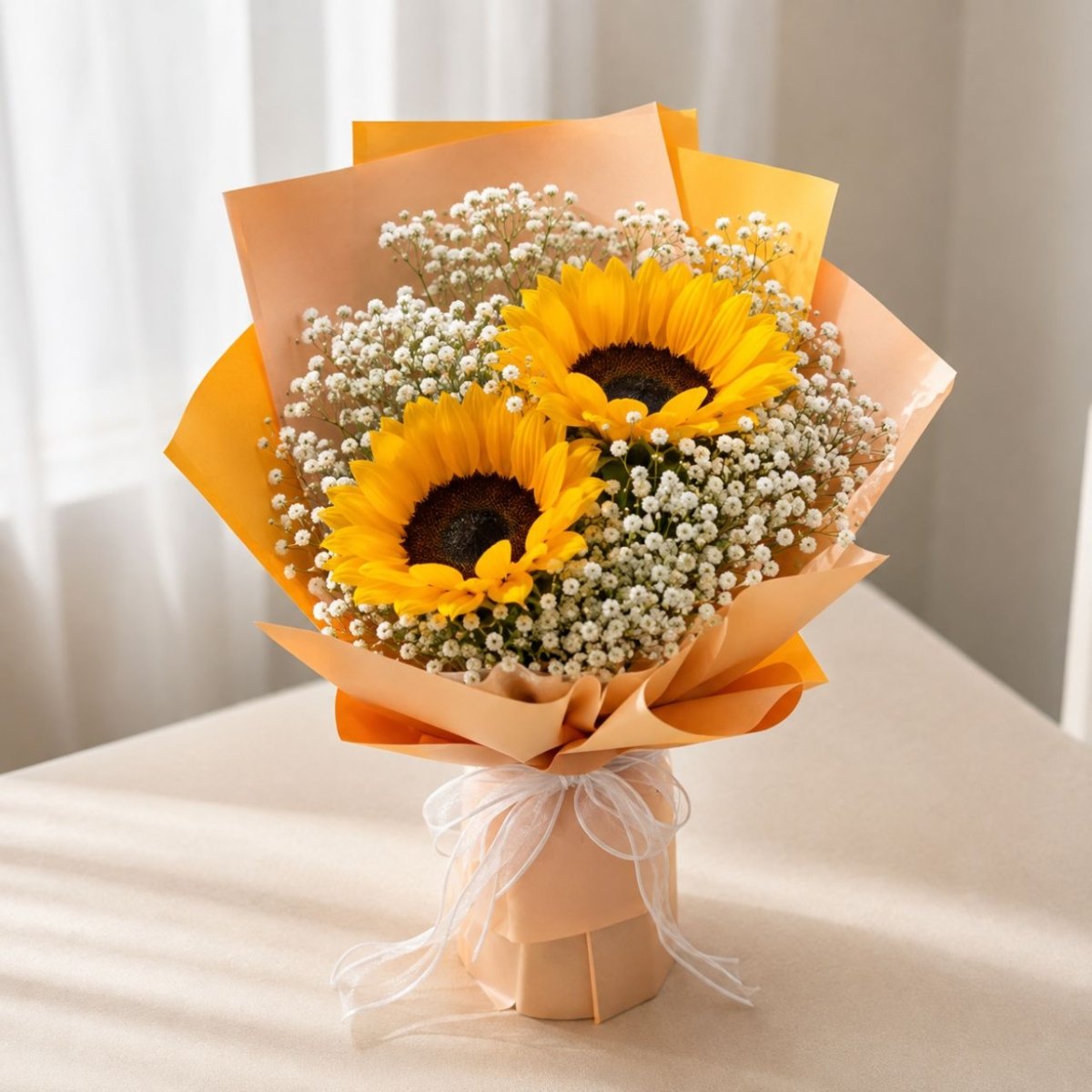 Cheerful 2 Sunflowers Bouquet - Flowers to Nepal - FTN