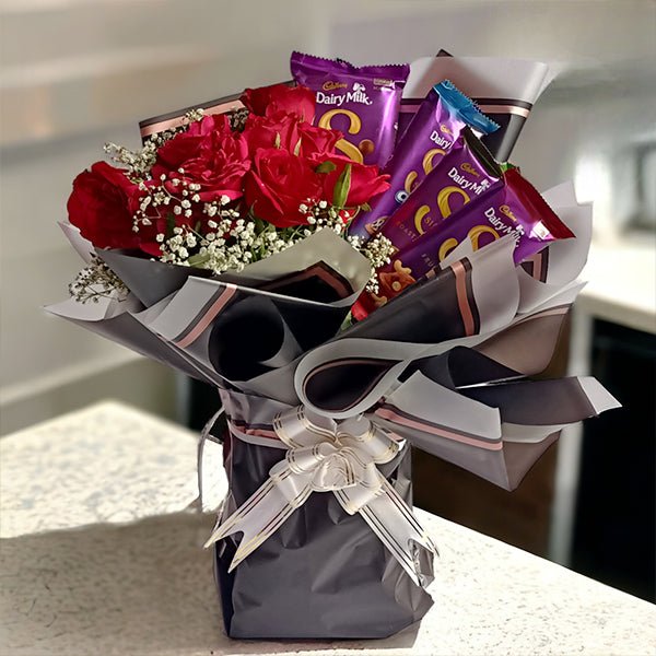 Chocolate and Roses Beauty Bouquet - Flowers to Nepal - FTN