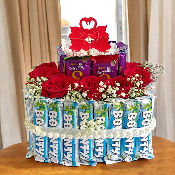 Chocolate and Roses layer Bouquet - Flowers to Nepal - FTN