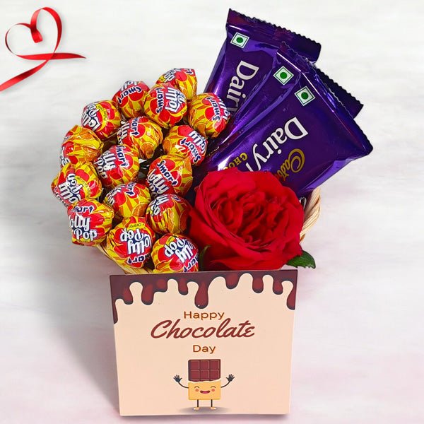 Chocolate Day Gift with Candy and Rose - Flowers to Nepal - FTN