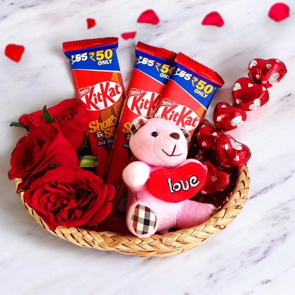 Chocolate Indulgence with Roses & Teddy Keyring - Flowers to Nepal - FTN