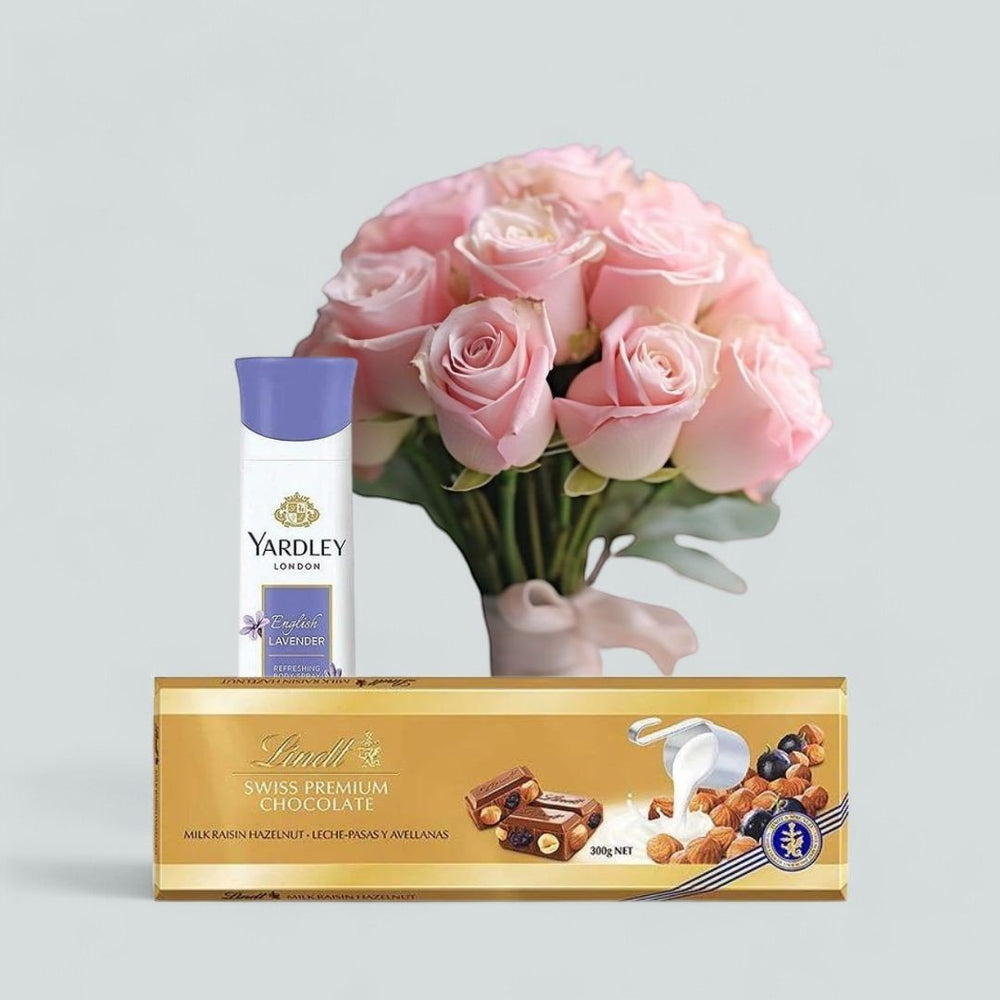 Chocolate, Roses Bouquet and Spray 150ml Combo - Flowers to Nepal - FTN