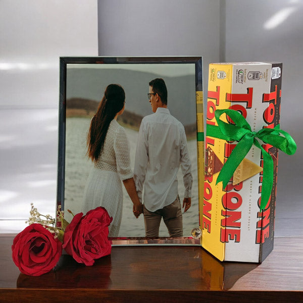 Crystal Photo Frame with Toblerone Trio Combo