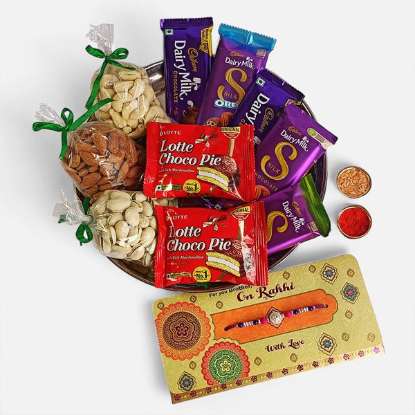 Chocolates and Dry Nuts Combo with Rakhi Card - Flowers to Nepal - FTN