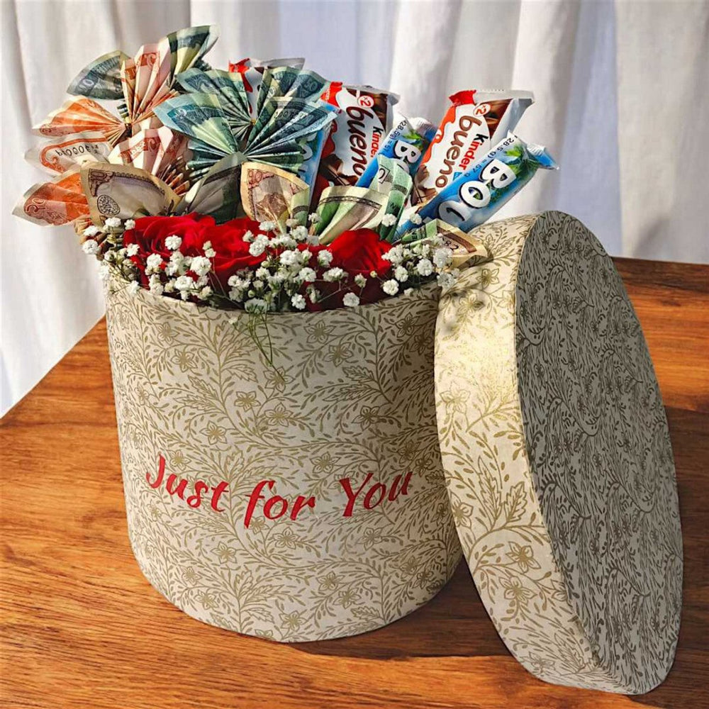 Chocolates with Cash in Butterfly design with Roses - Flowers to Nepal - FTN