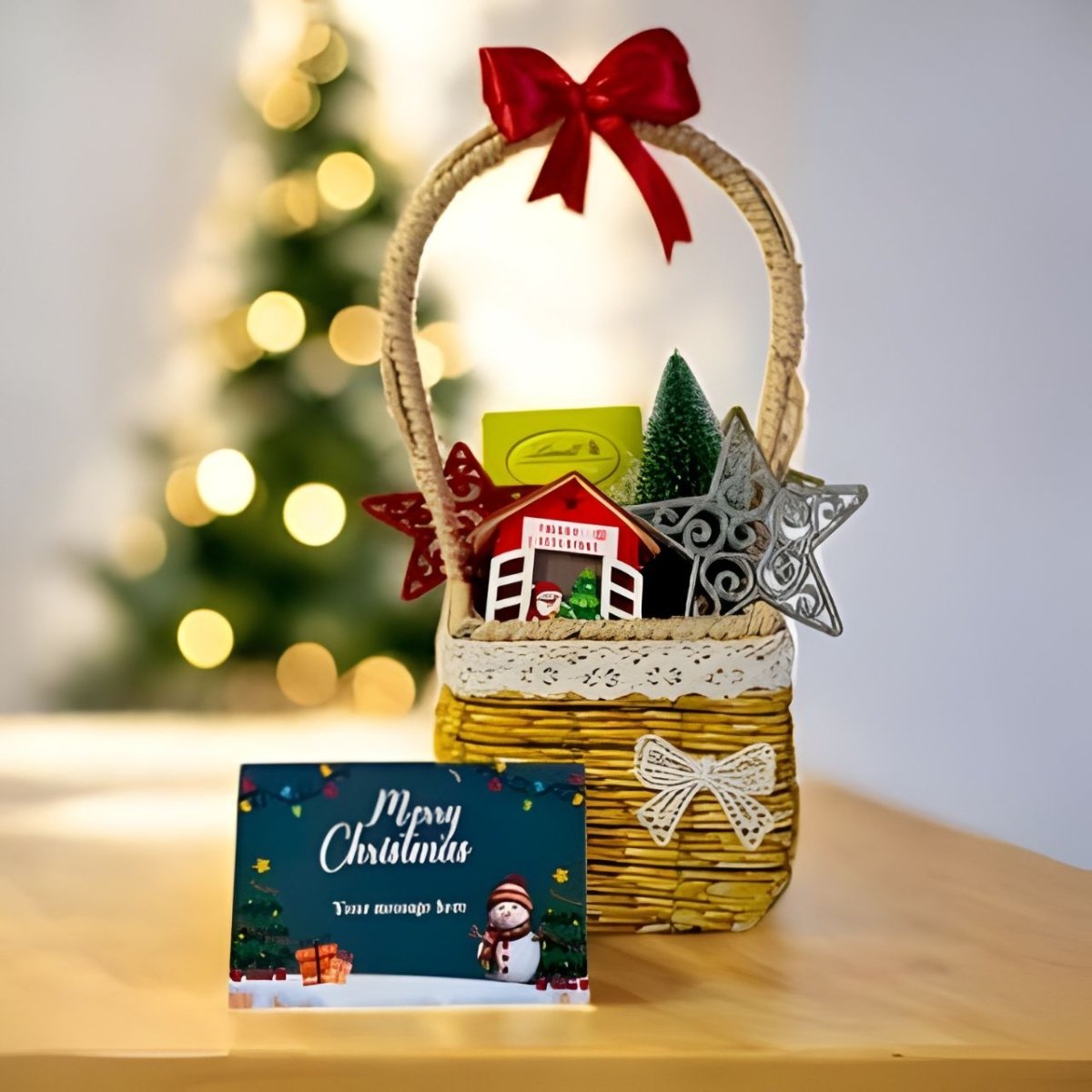 Christmas Celebration Gift Basket with Greeting Card - Flowers to Nepal - FTN