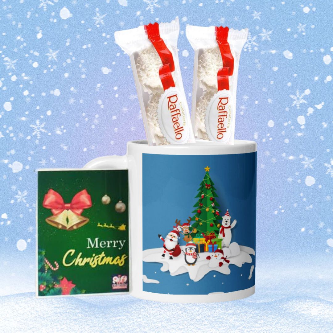 Christmas Custom Mug with Raffaello Delights - Flowers to Nepal - FTN