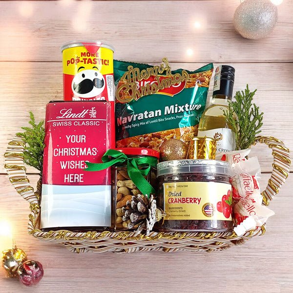 Christmas Hamper (snack, wine, decor item) - Flowers to Nepal - FTN