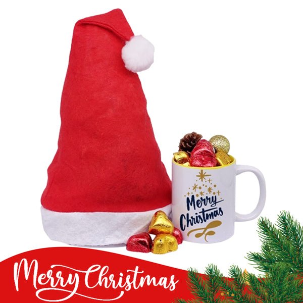 Christmas Hat & Chocolate - Filled Mug Gift - Flowers to Nepal - FTN