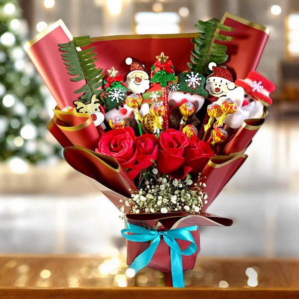 Christmas Trio: Pen, Chocolates & Roses - Flowers to Nepal - FTN