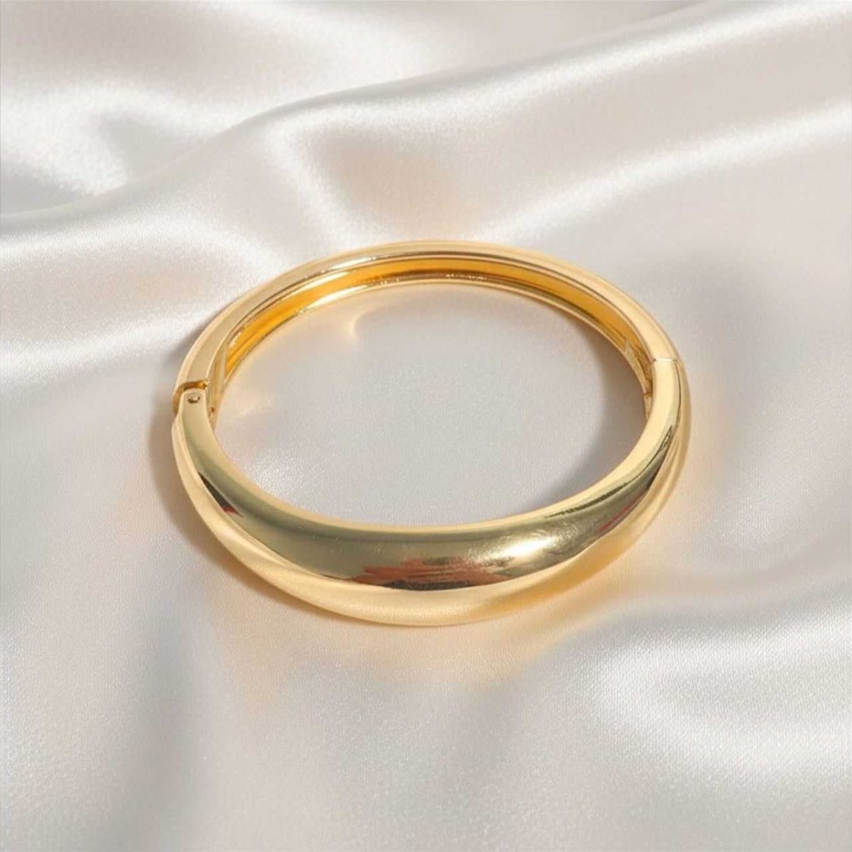 Chunky Gold Hinged Bangle - Flowers to Nepal - FTN
