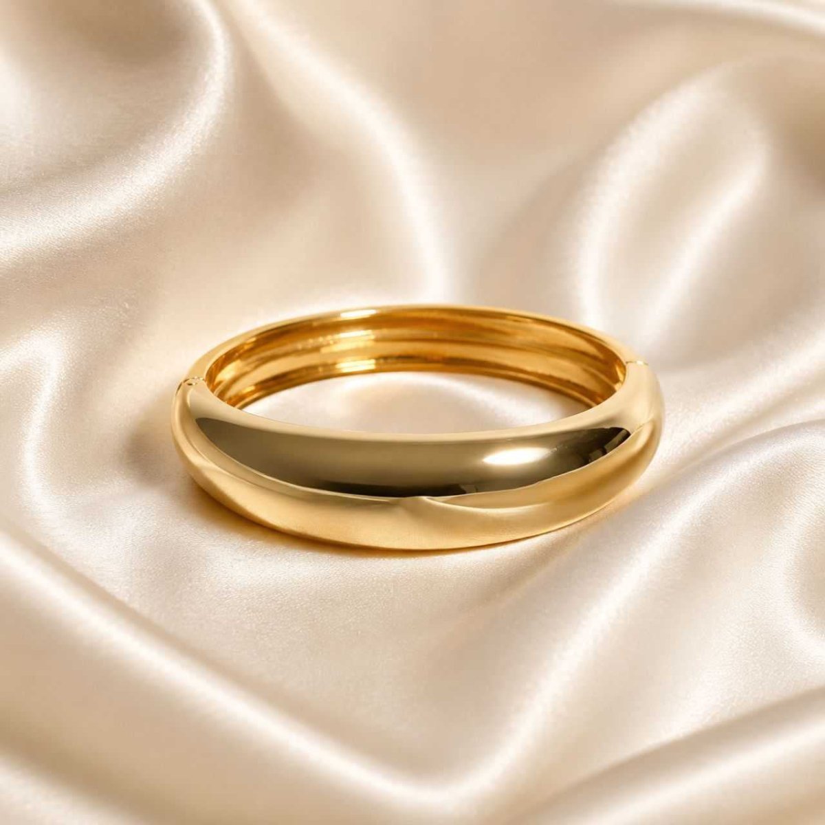 Chunky Gold Hinged Bangle - Flowers to Nepal - FTN