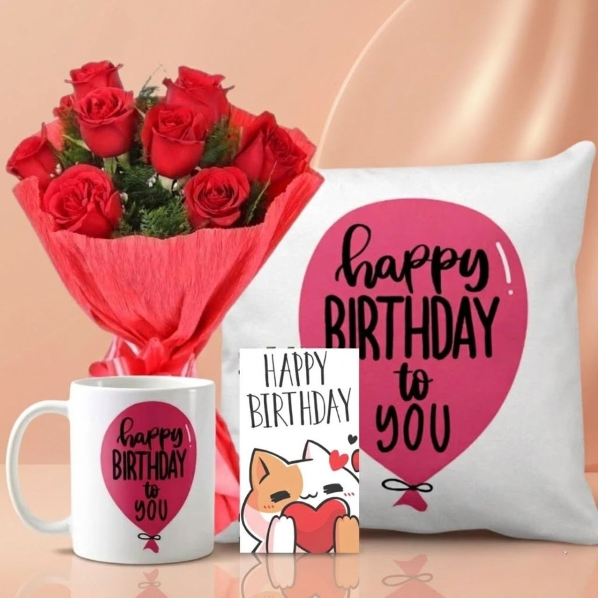 Classic Birthday Gift Combo with Roses and Printed Mug - Flowers to Nepal - FTN