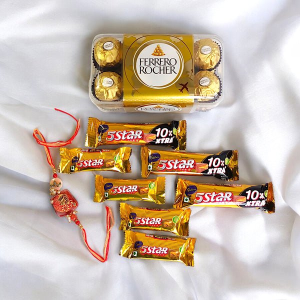 Classic Rakhi Thread with Chocolates Combo - Flowers to Nepal - FTN