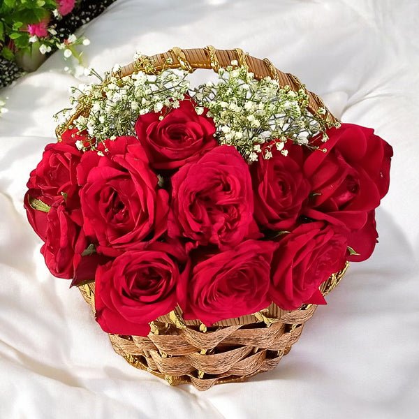 Classic Red Roses Basket: Perfect Gift Set - Flowers to Nepal - FTN