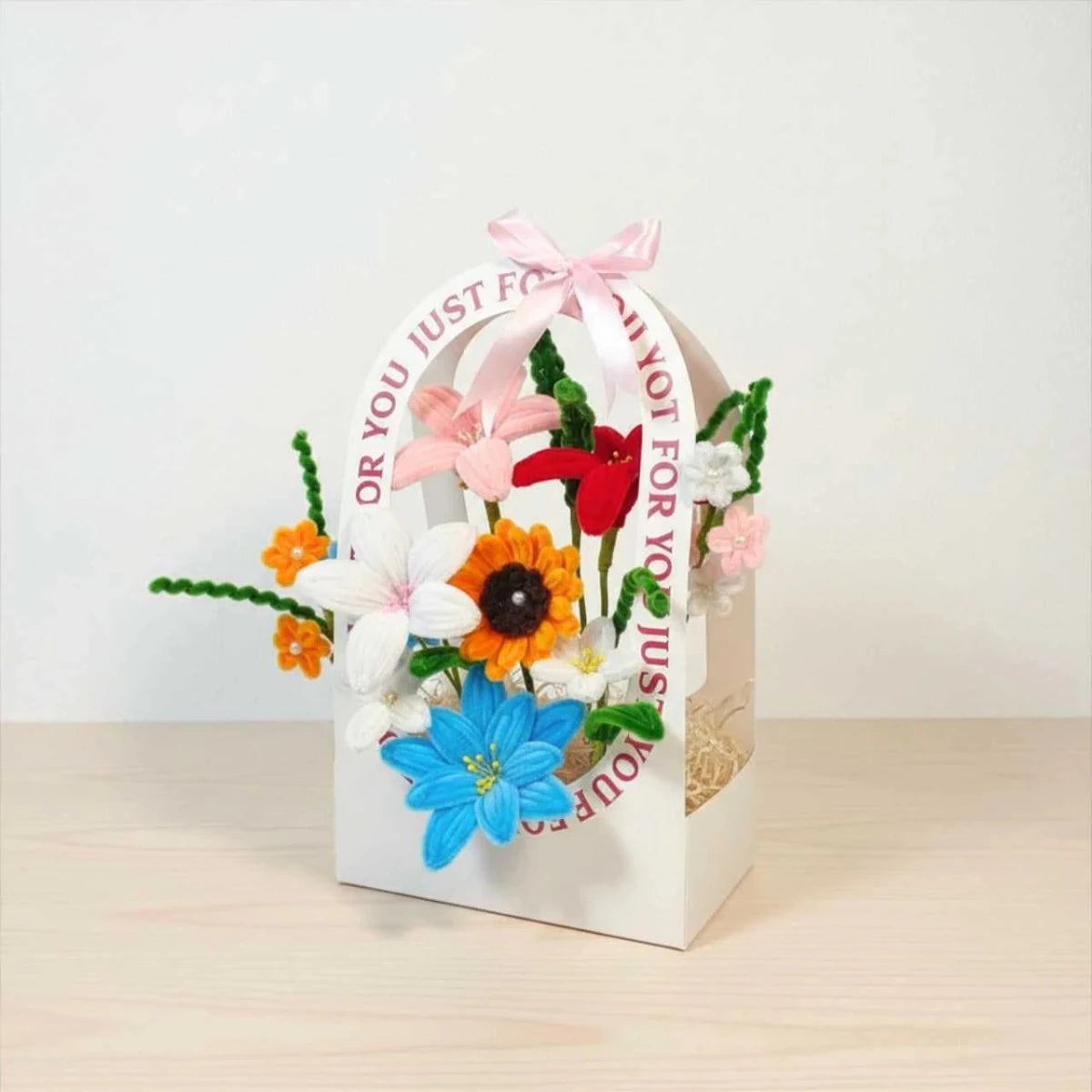 Colorful Fuzzy Flower Basket - Flowers to Nepal - FTN