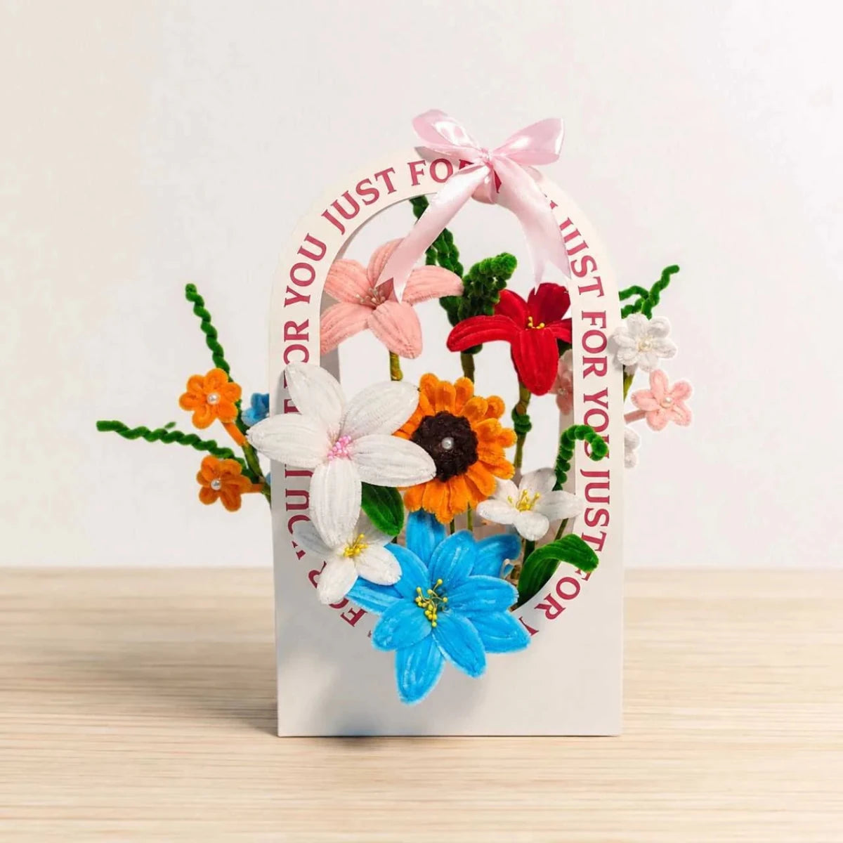 Colorful Fuzzy Flower Basket - Flowers to Nepal - FTN