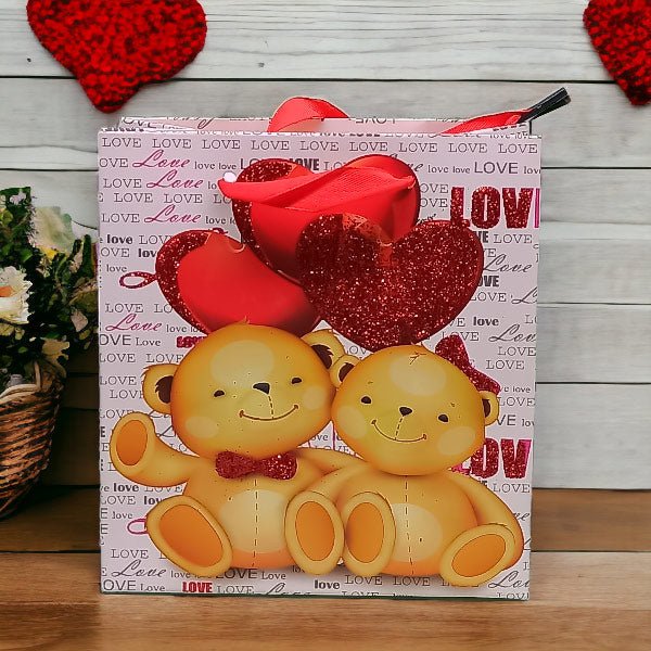 Couple Teddy Love Design Paper Bag - Flowers to Nepal - FTN