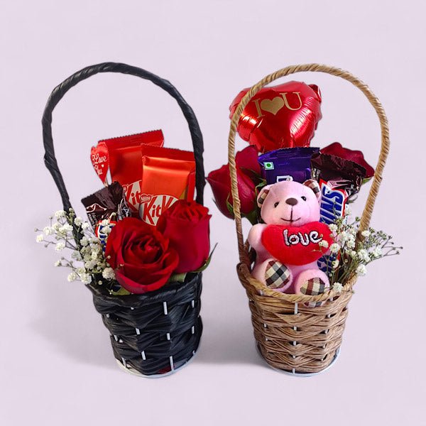 Couple's Delight Basket with Chocolates Surprise - Flowers to Nepal - FTN