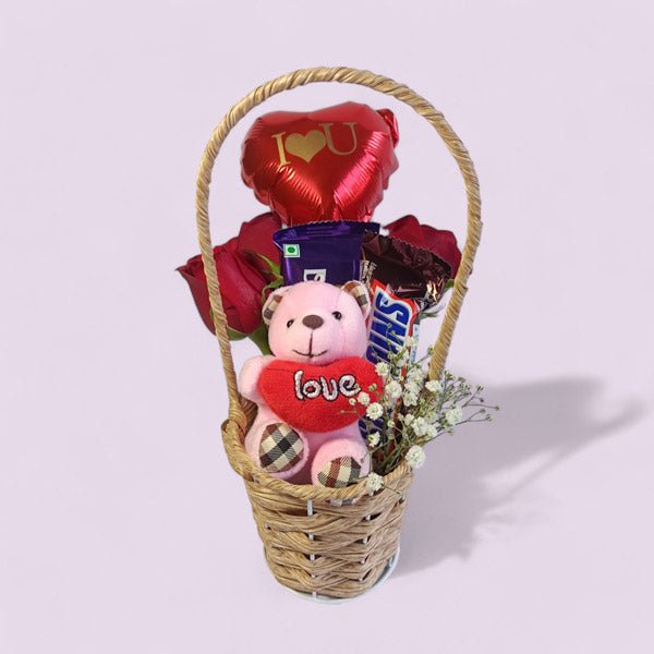 
                  
                    Couple's Delight Basket with Chocolates Surprise - Flowers to Nepal - FTN
                  
                