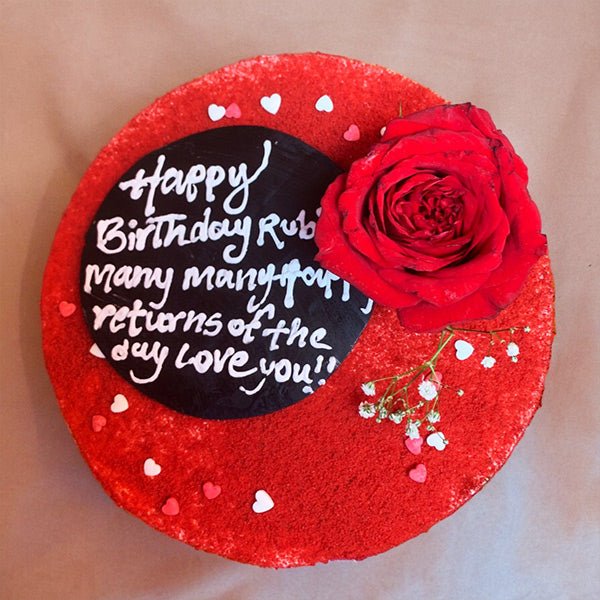 Crave Bakery Rose - Embellished Red Velvet Cake - Flowers to Nepal - FTN