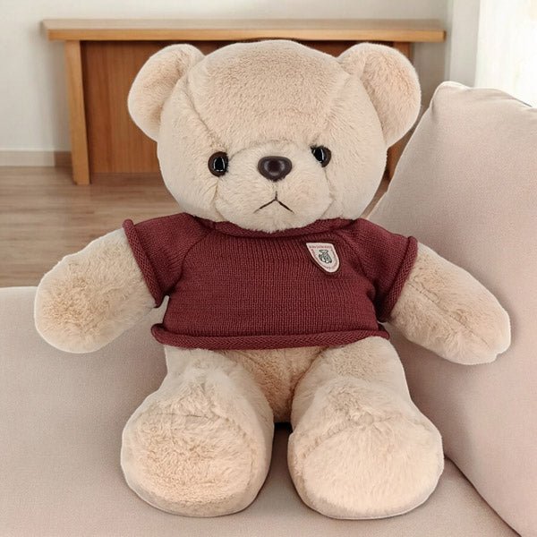 Cream Plush Teddy Bear Wearing Maroon T-Shirt 20