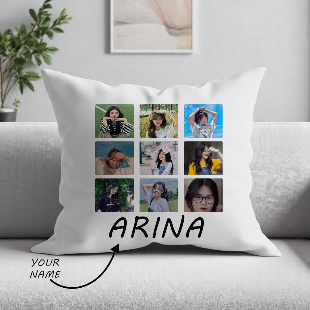 Create Your Own 9 - Photo White Cushion with Name - Flowers to Nepal - FTN