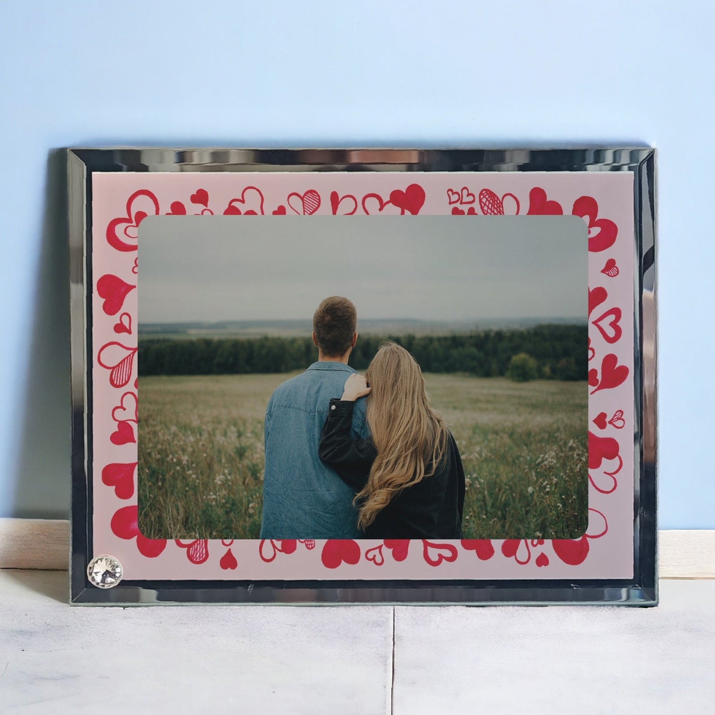 Crystal Frame with couple Image - Flowers to Nepal - FTN