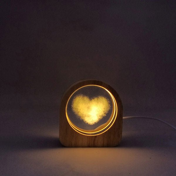 Crystal Heart Cloud LED Lamp with Wooden Frame - Flowers to Nepal - FTN