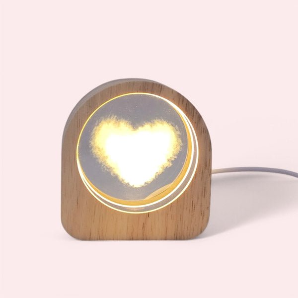 Crystal Heart Cloud LED Lamp with Wooden Frame - Flowers to Nepal - FTN