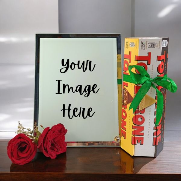 
                  
                    Crystal Photo Frame with Toblerone Trio Combo - Flowers to Nepal - FTN
                  
                