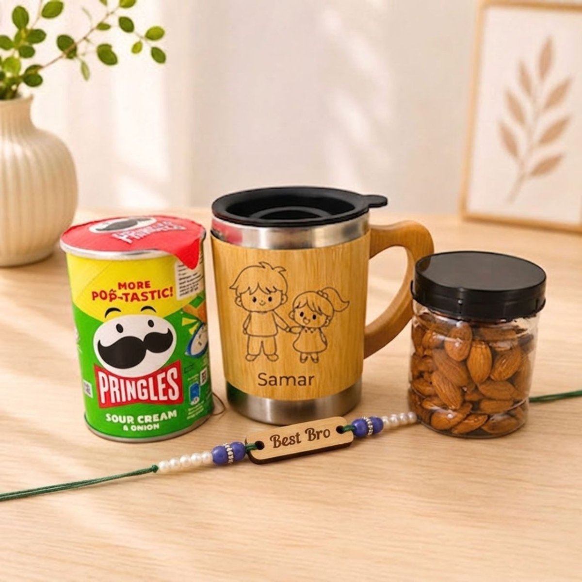 Custom Bamboo Mug & Rakhi Gift Set - Flowers to Nepal - FTN