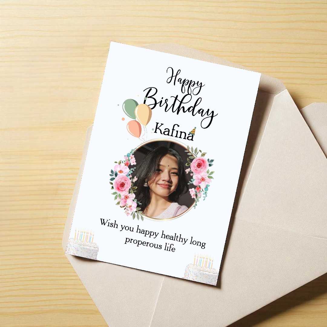 Custom Birthday Greeting Card with Photo and Name - Flowers to Nepal - FTN