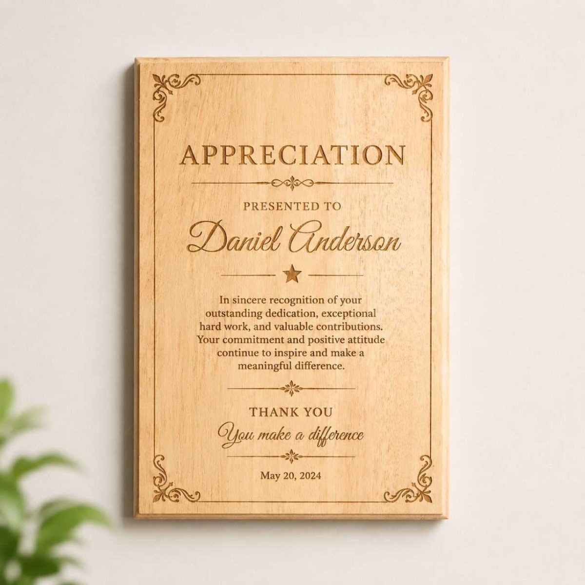 Custom Engraved Appreciation Wooden Plaque A4 - Flowers to Nepal - FTN