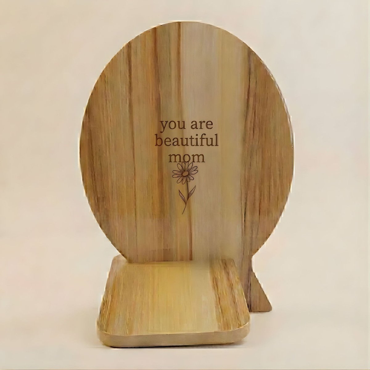 Custom Engraved Wooden Mirror with Stand - Flowers to Nepal - FTN