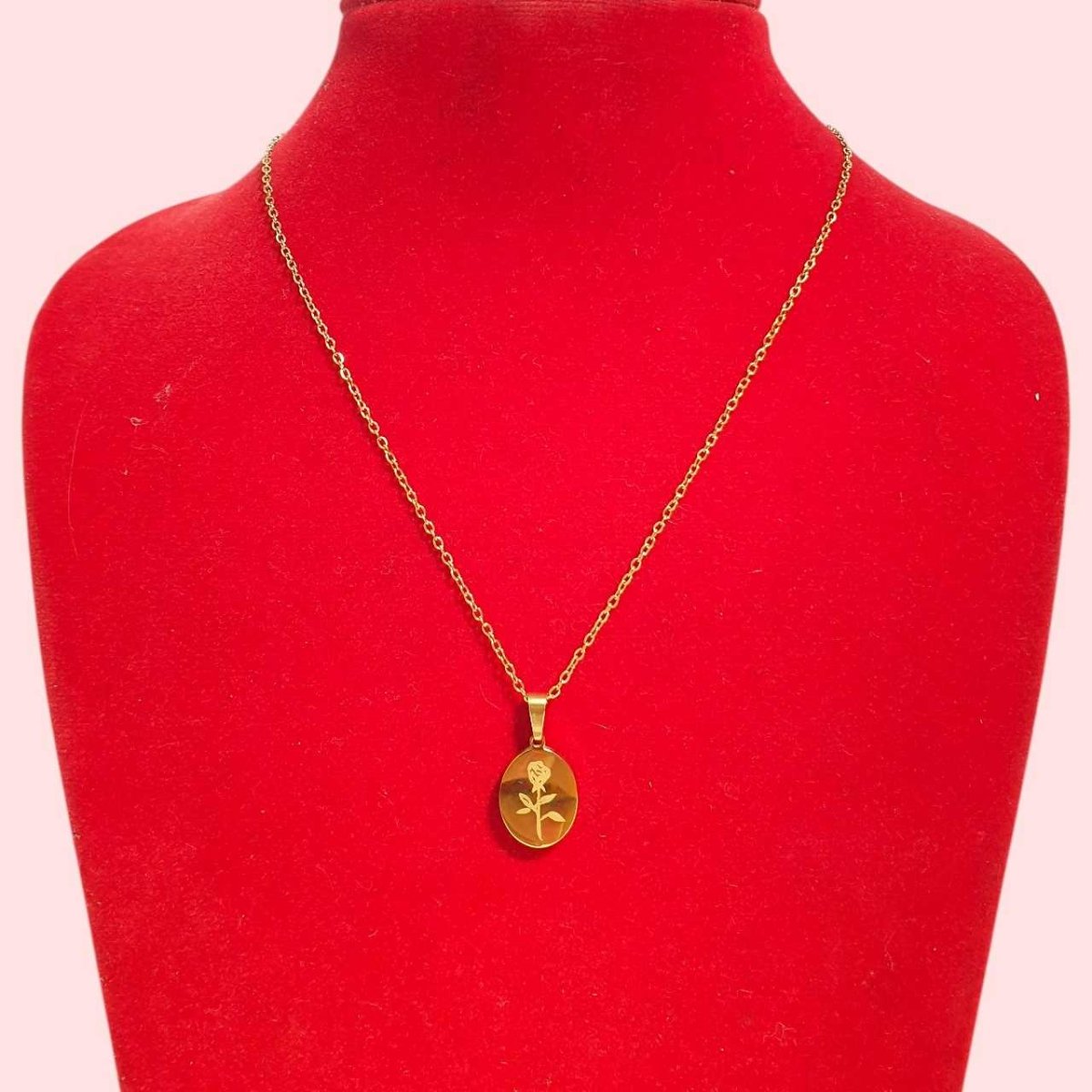 Custom Gold Oval Pendant with Date - Flowers to Nepal - FTN