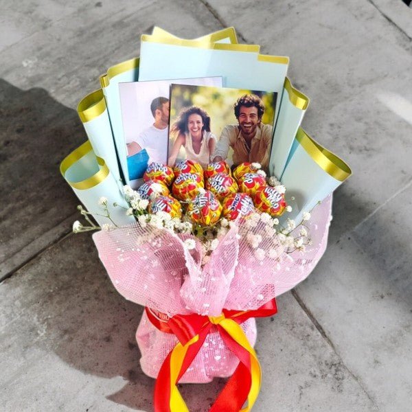 Custom Image with Lolly - pop Bouquet - Flowers to Nepal - FTN