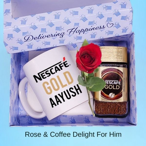 Custom Mug, Coffee and Rose Combo Set For Him - Flowers to Nepal - FTN