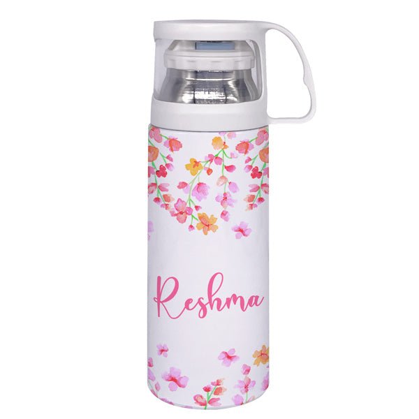 Custom Name Printed Thermos Bottle - Flowers to Nepal - FTN
