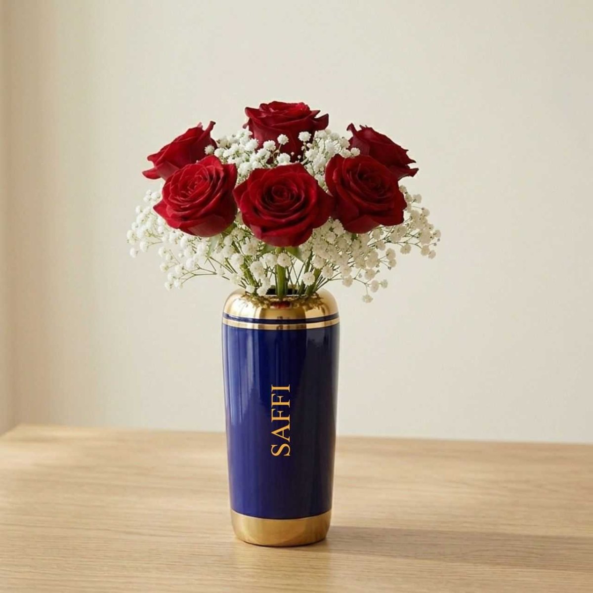 Custom Name Rose Vase Bouquet - Flowers to Nepal - FTN