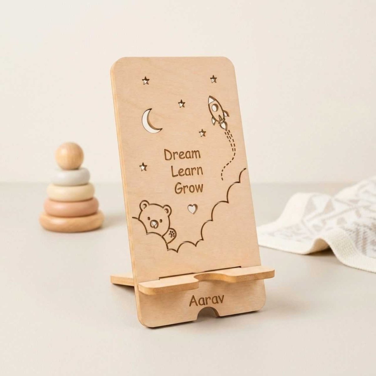Custom Name Wooden Phone Stand – Dream Learn Grow - Flowers to Nepal - FTN