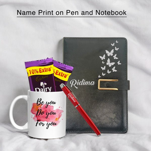 Custom Notebook, Pen, Mug & Chocolates - Flowers to Nepal - FTN