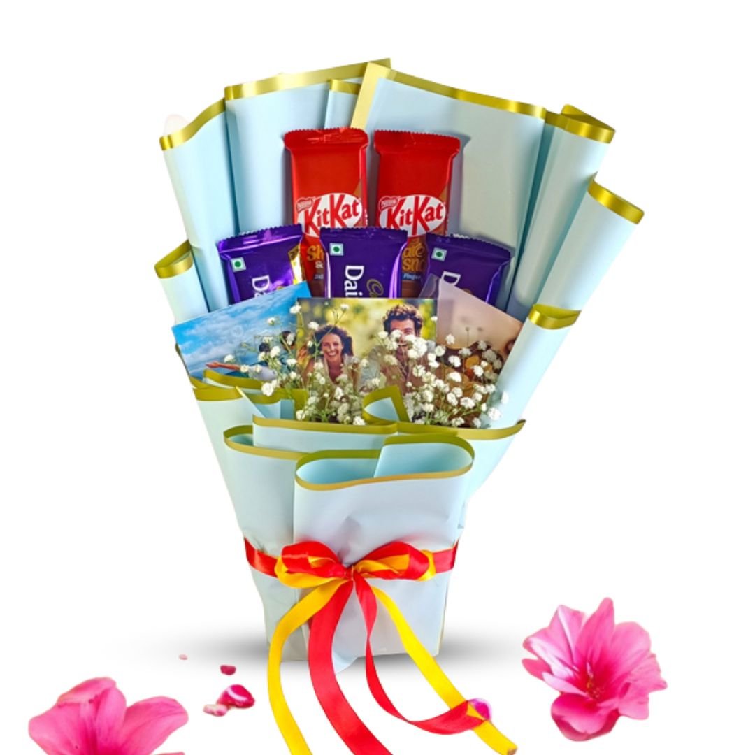 Custom Photo and Chocolates Bouquet - Flowers to Nepal - FTN