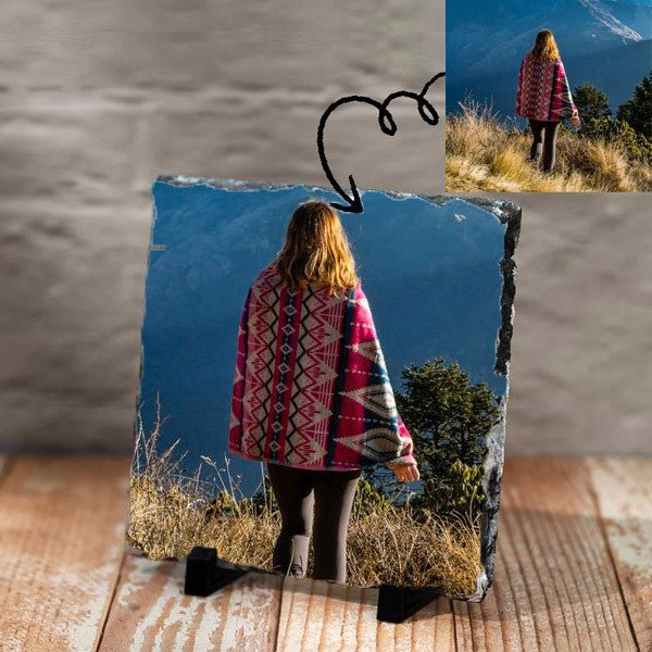 Custom Photo Printed Rock Slate Frame - Flowers to Nepal - FTN