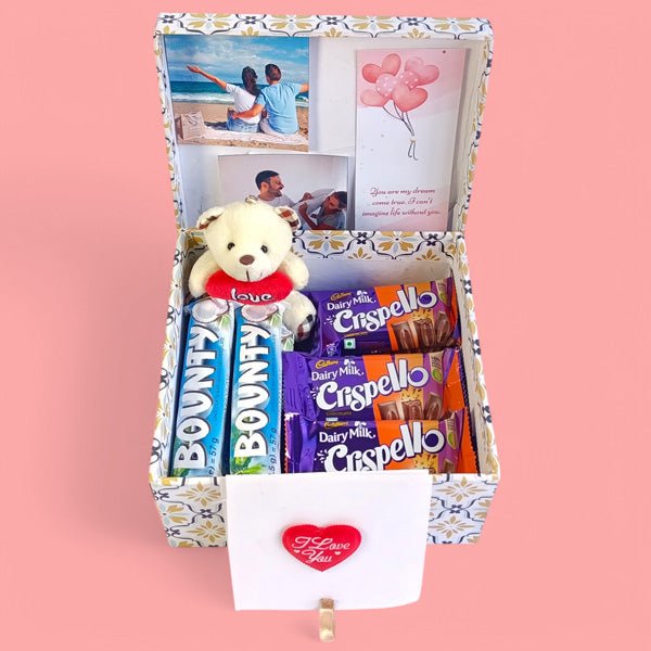 Custom Photos Gift Box with Mini Teddy and Chocolates - Flowers to Nepal - FTN