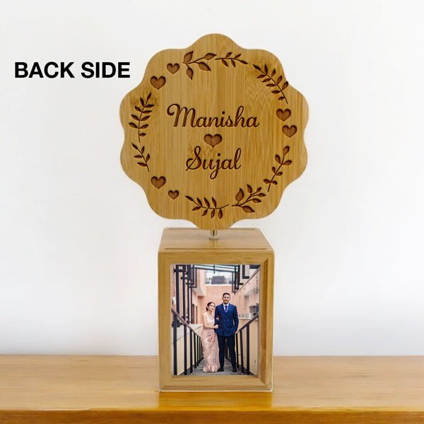 Custom Rotating Frame with LED Base and Couple Name - Flowers to Nepal - FTN