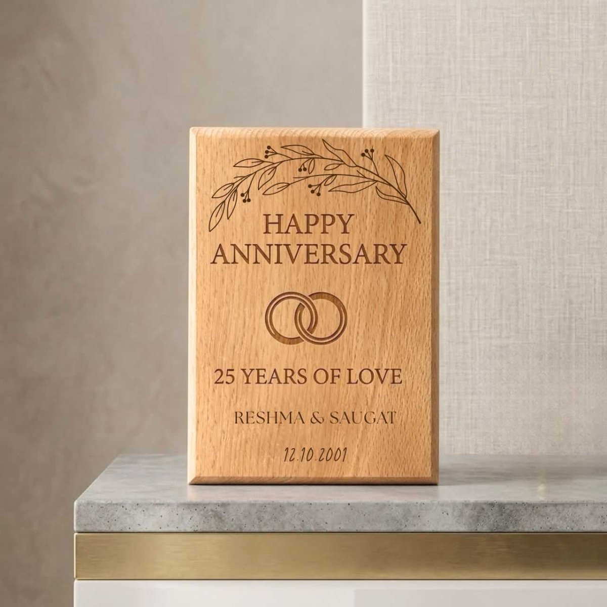 Custom Wedding Anniversary Wooden Keepsake - Flowers to Nepal - FTN