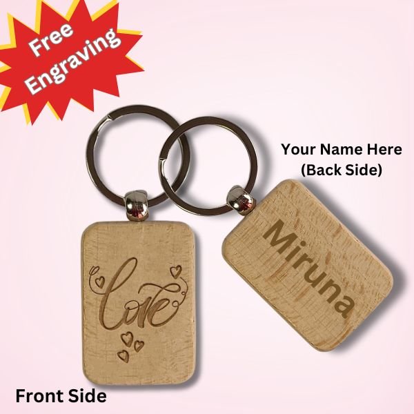 Custom Wood Keyring with Free Engraving (Double Print) - Flowers to Nepal - FTN