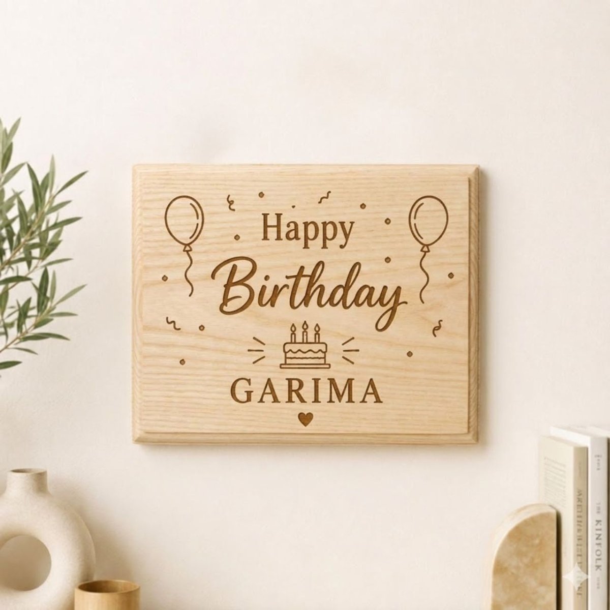 Custom Wooden Birthday Wall Hanging A5 - Flowers to Nepal - FTN