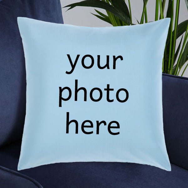 Customized Photo & Message Printed Cushion - Sky Blue - Flowers to Nepal - FTN